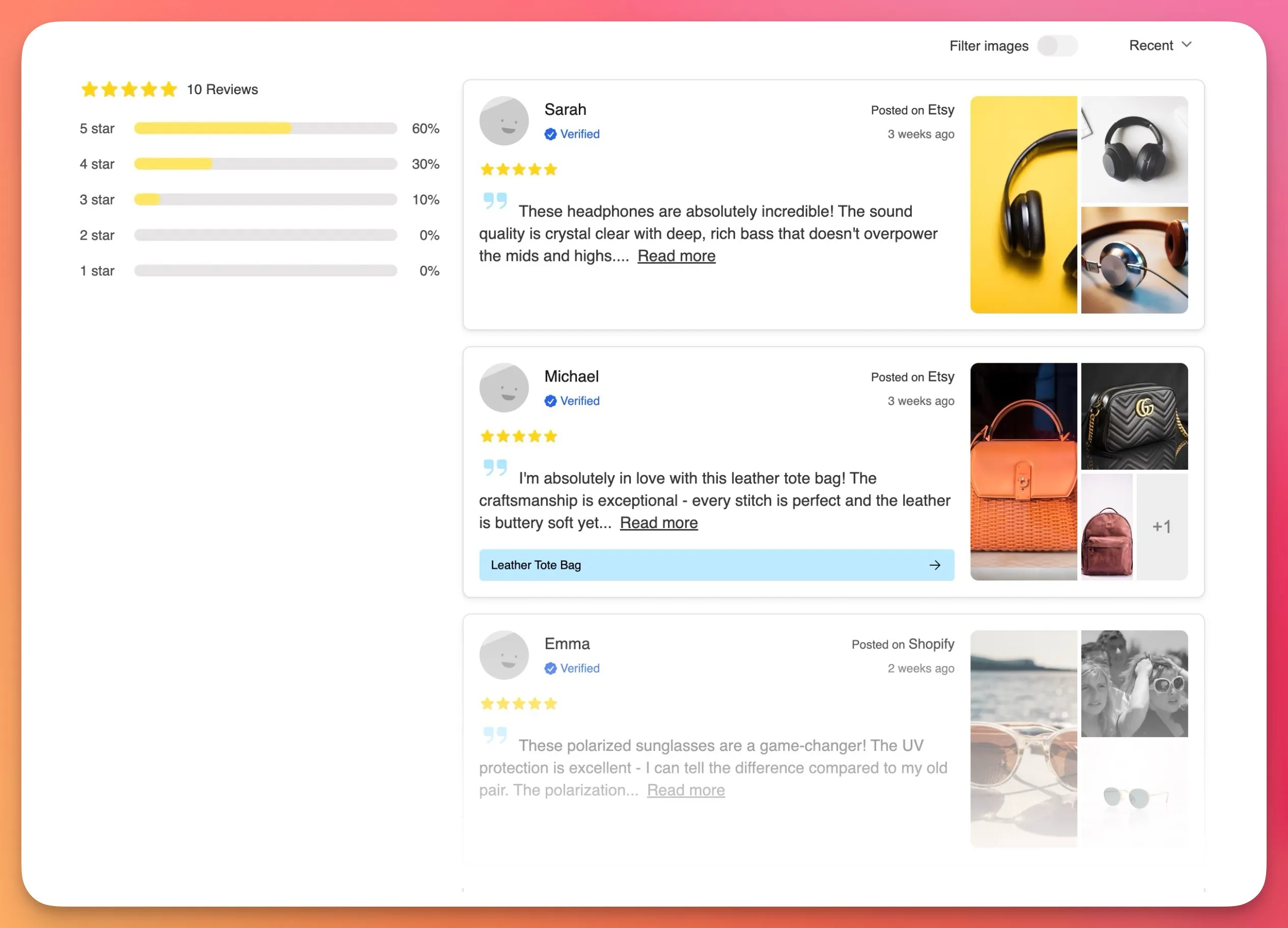 All Reviews Widget Example