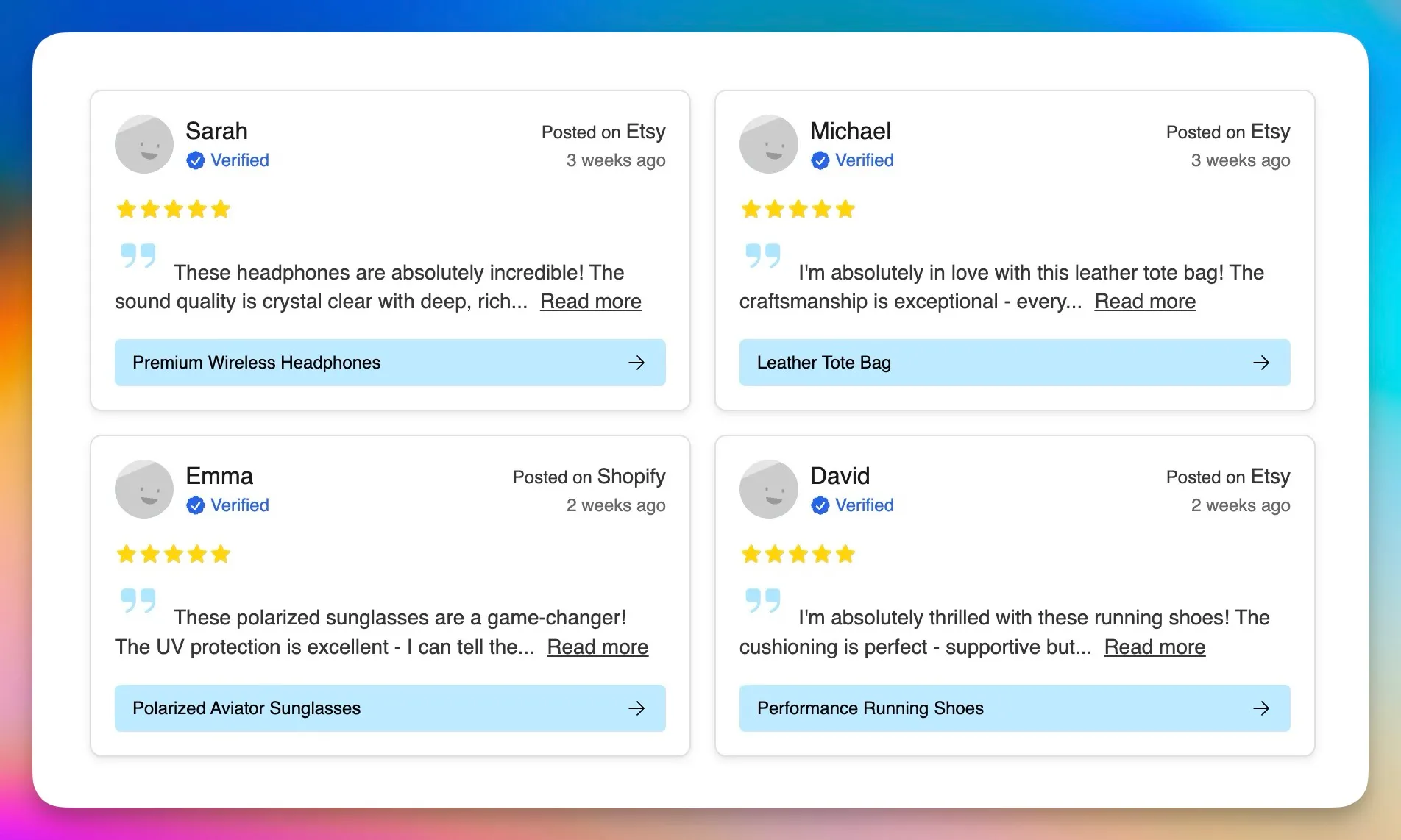 All Reviews Widget Example