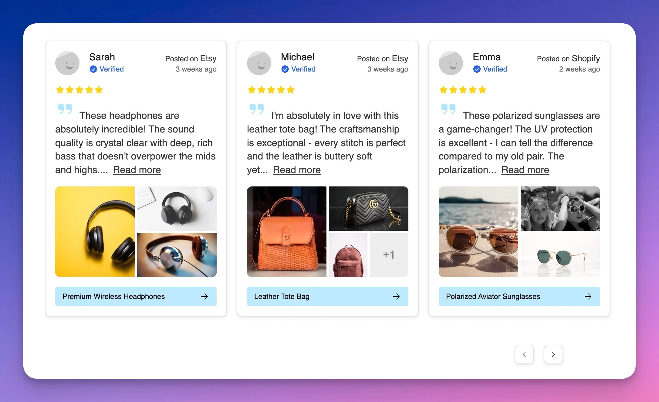 All Reviews Widget Example