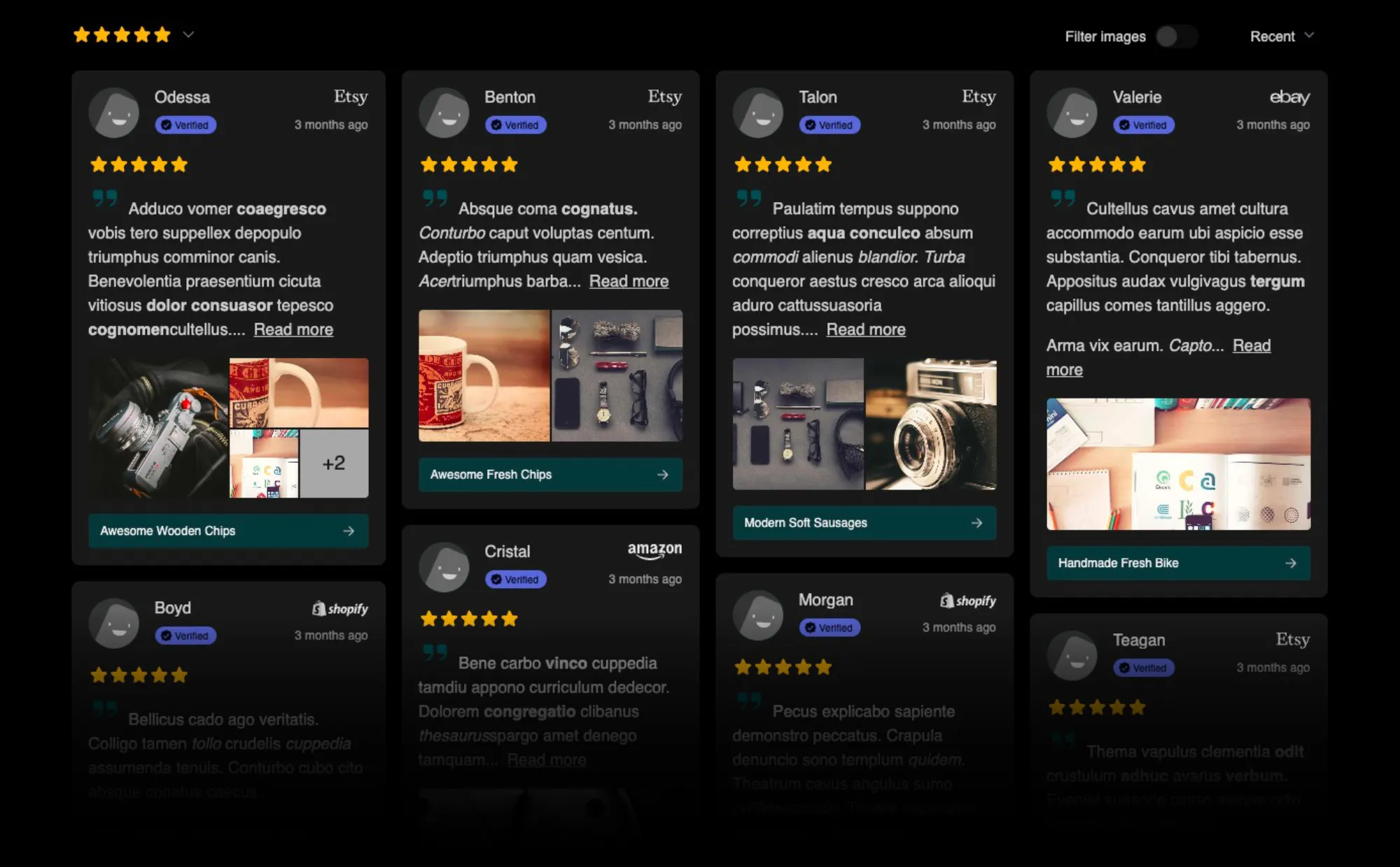 Reviews grid