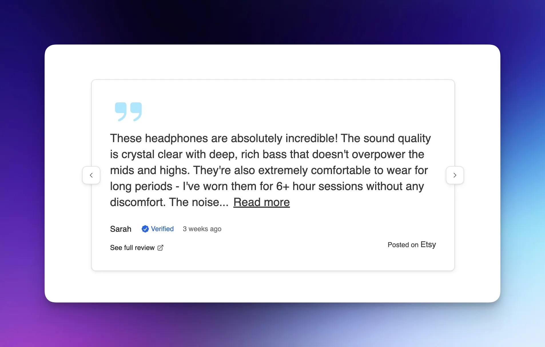 All Reviews Widget Example